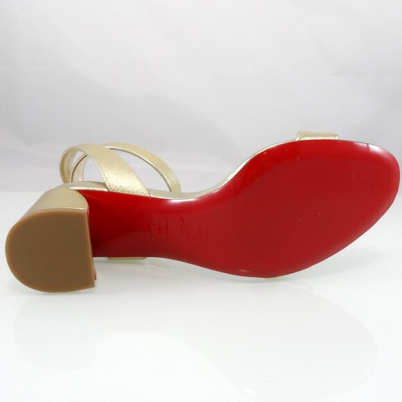 NIB$945 CHRISTIAN LOUBOUTIN Miss Sabina Metallic Red Sole Ankle-Strap Sandal 7 - Picture 14 of 16